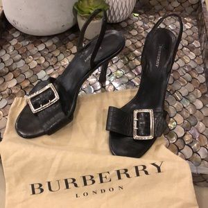 Burberry black sling back heels